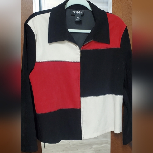 BRIGGS- Faux Suede Colorblock Jacket - Picture 1 of 6